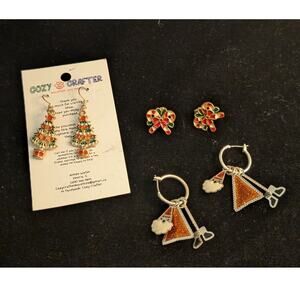 Lot of Three Pair Christmas Theme Pierced Earrings